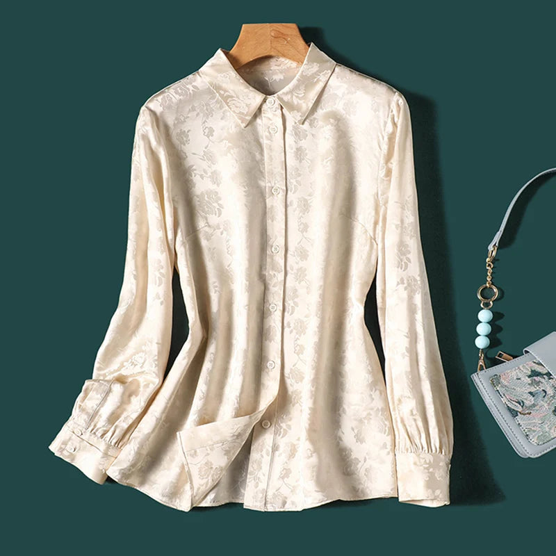 New Spring Women blouses Fashion jacquard Ladies Shirts Elegant Style Tops blusa mujer