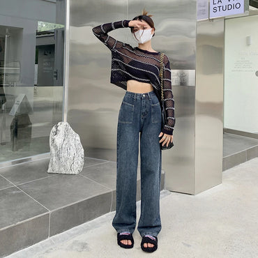 Comfortable Women's Jeans for Woman Cultivate Yourself Look Thinner Baggy Pants New Trend Y2k Clothing Denim Tear  Cowgirls