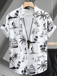 Men's Lapel Button Down Shirt T-Shirt New Floral Print Hawaii Beach Vacation Short Sleeve Breathable Fashion Men's Shirt Tops