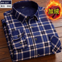 Autumn and Winter Men's Long-sleeved Fleece Shirt Thermal Shirt Plaid Jacket Clothes Men's Clothing Streetwear Men Shirts