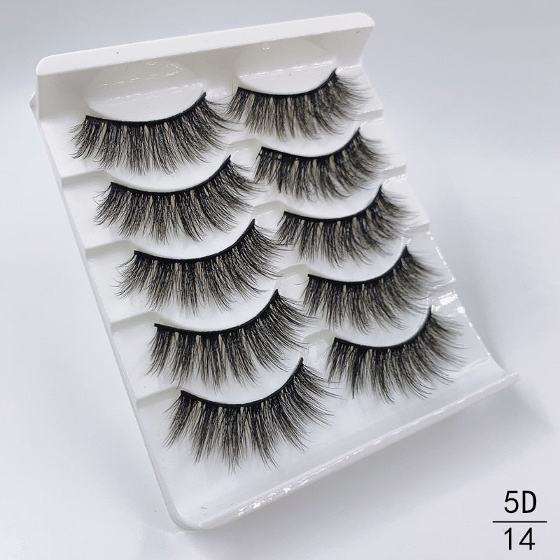 5 Pairs Faux Mink Eyelashes Fluffy Wispy Long Dramatic False Lashes Thick Volume Fake Eyelashes Natural Soft Extension Eyelash