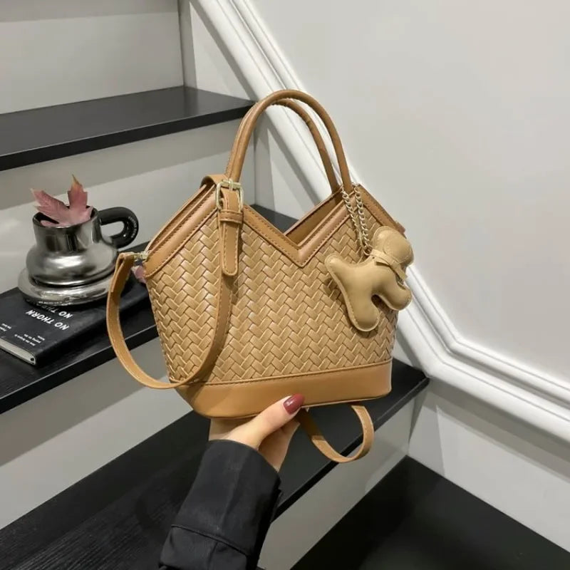 Ladies Vintage Handbag Luxury Designer Diaper Bag Elegant Leather Tote Large Capacity Stylish Crossbody Messenger Bag
