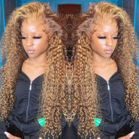 Loose Deep Wave Wig Human Hair Ready To Wear13x4 13x6 Lace Closure Curly Highlight Ombre 4/27 Preplucked Hairline Pre Cut