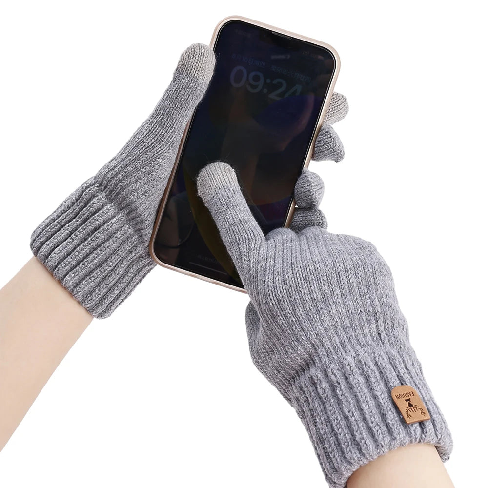 New Cashmere Gloves Winter Warm Five Finger Mittens Touchable Men Outdoors Skiing Cycling Motorcycle Cold-proof Fingering Glove