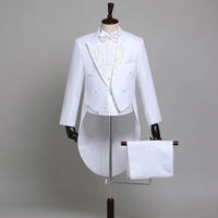 2025 Two Pieces Tailcoat Suit Men's Classic Lapel Tail Tuxedo Coats Pants Sets Men Wedding Groom Dress Up Stage Perform Costumes