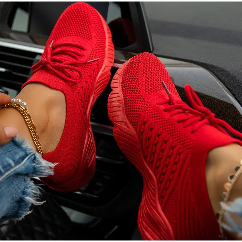 Women Sneakers Breathable Casual Women Sports Shoes Lace Up Ladies Flats Female Summer Vulcanized Running Zapatillas De Mujer