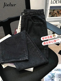 Fashion Street Casual Woman Jeans Summer New High Waist Loose Women Jeans Simple Basic Slim Straight Pants Female Chicly