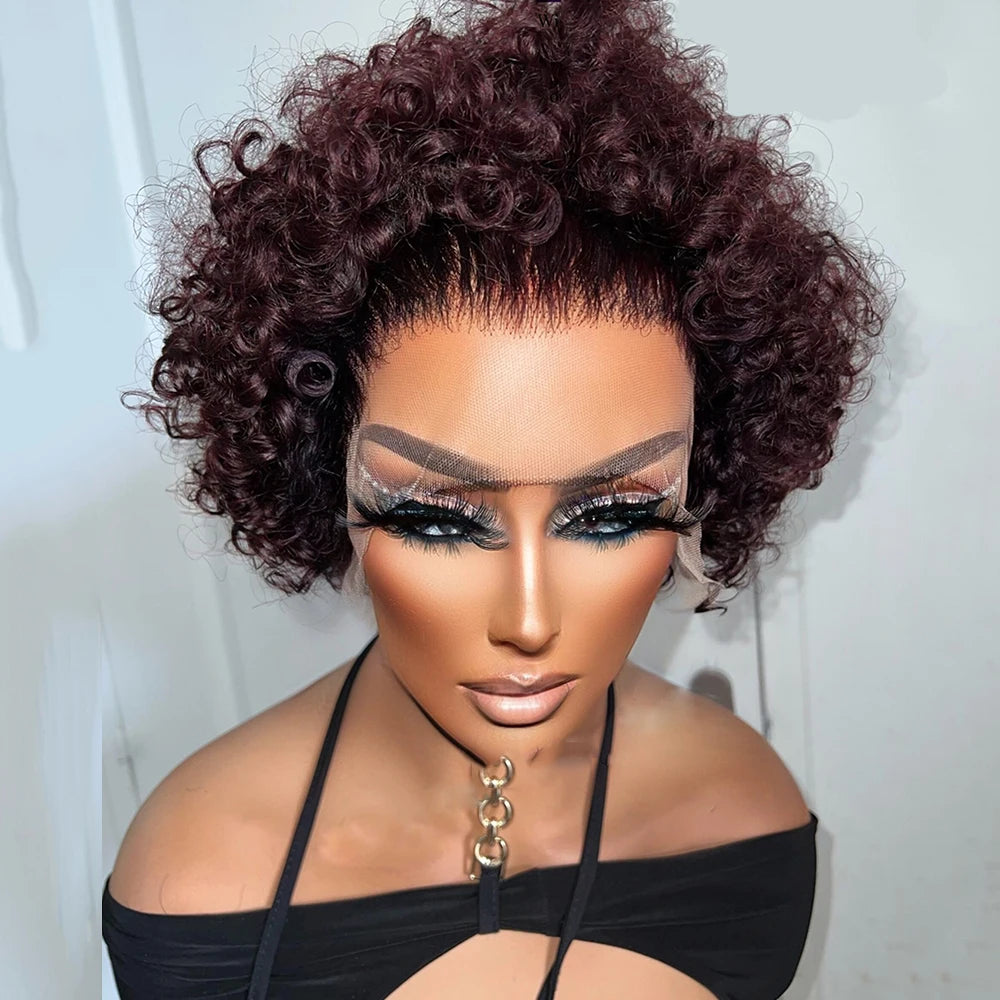 Pixie Curls 100% Human Hair 13x4 Lace Frontal Wigs Pixie Cut Short Bob Human Hair Wig Transparent Lace Front Human Hair Wig
