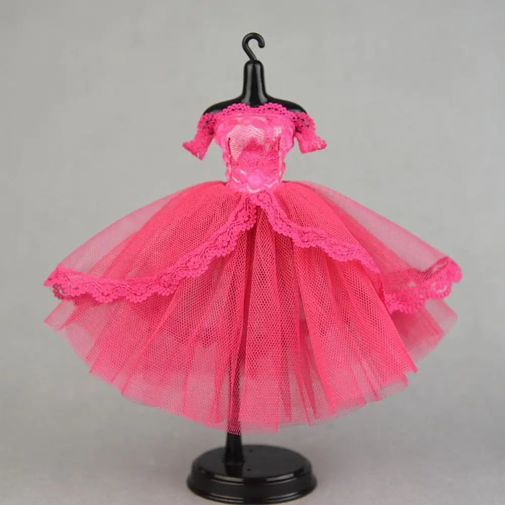 Dress Up Doll Dress Evening Party Prom Dress Lace Dolls Clothes Mini Black Tutu Dotted Doll Princess Dress Doll Accessories
