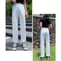 Summer Female Classic Fashion Loose Jeans Trousers Women Straight Leg Jeans Harem Pants Girls Fashion High Waisted Denim Pants