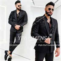 Luxury Crystals Beaded Suits Men 3 Pieces Sets Shawl Lapel Prom Blazers Customized Man Banquet Attire Groom Wedding Tuxedos 2026