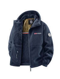 Men's Winter Fleece Hooded Jacket, Windproof and Warm, Suitable for Home Leisure, Sports, Running, Daily Commuting, Streetwear, and Vacation Wear.