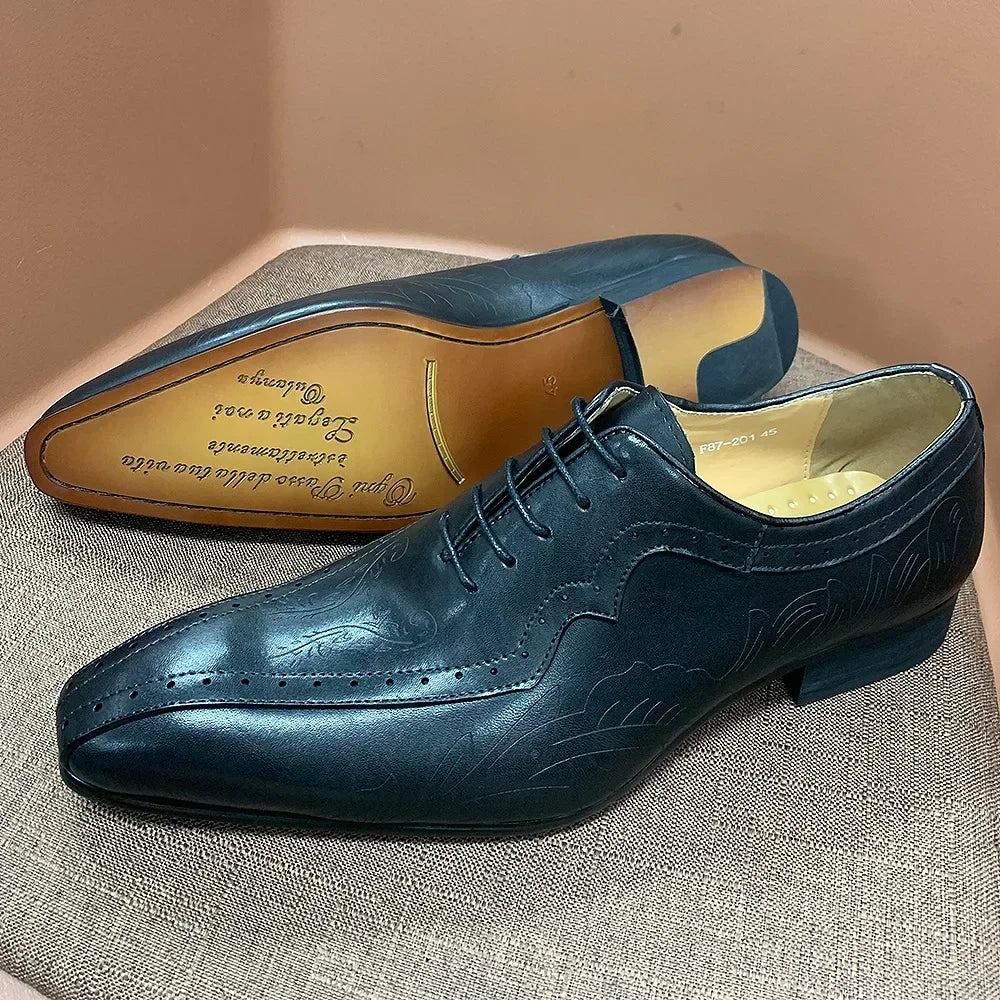 Italian Style Men's Genuine Leather Oxford Dress Shoes Brown/Black High-Quality Lace-Up Formal Wedding Suit Footwear