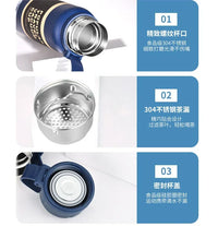 1PCS Stainless Steel Thermos with Tea Filter Double Wall Vacuum Flask Sports Outdoor Fitness Thermal Bottle Insulation Cup