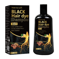 Black Hair Dye Shampoo 3in1 with Ginger & Biotin - Long Lasting Color & Gray Coverage for Vibrant Hair