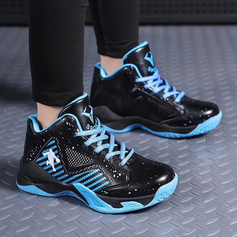 Youth Basketball Shoes Outdoor Non slip Durable Sports Shoes Boys Spring and Autumn Fashion Trend Leather Sneaker