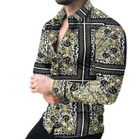 New Fashion luxury Men's Single Breasted Shirt Fall casual black rage print personality trend long sleeve top