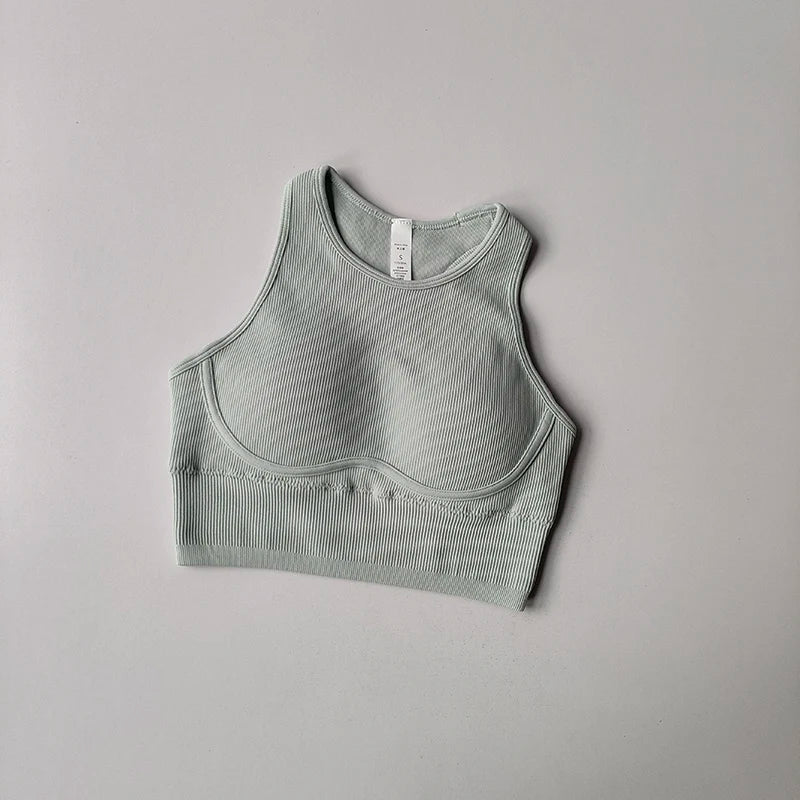 New Running Fitness Sports Vest Integrated Women's High-strength Thread Hollow Beautiful Back Shockproof Tight Yoga Bra Clothing