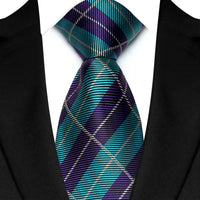 New Design Plaid & Checks 8cm Tie Red Blue Jacqurd Weave Neckties For Men Business Wedding Cravat Accessories Neck Ties Gifts