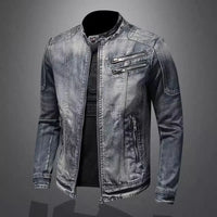 Men's Denim Jacket Vintage Distressed American Style Slim Fit Motorcycle Jacket Workwear Casual Coat Spring Autumn