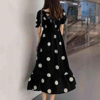 Short Sleeve Dresses Women Polka Dot Elegant French Retro Design New 2XL Female Clothes Party Korean Style Ruffles Trendy Cute