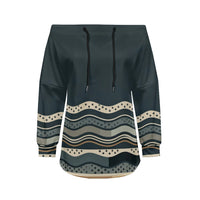 Trendy Off-Shoulder Sweatshirts with Striped & Polka Dot Patterns Drawstring Casual Loose-Fit Top for Women Casual Streetwear