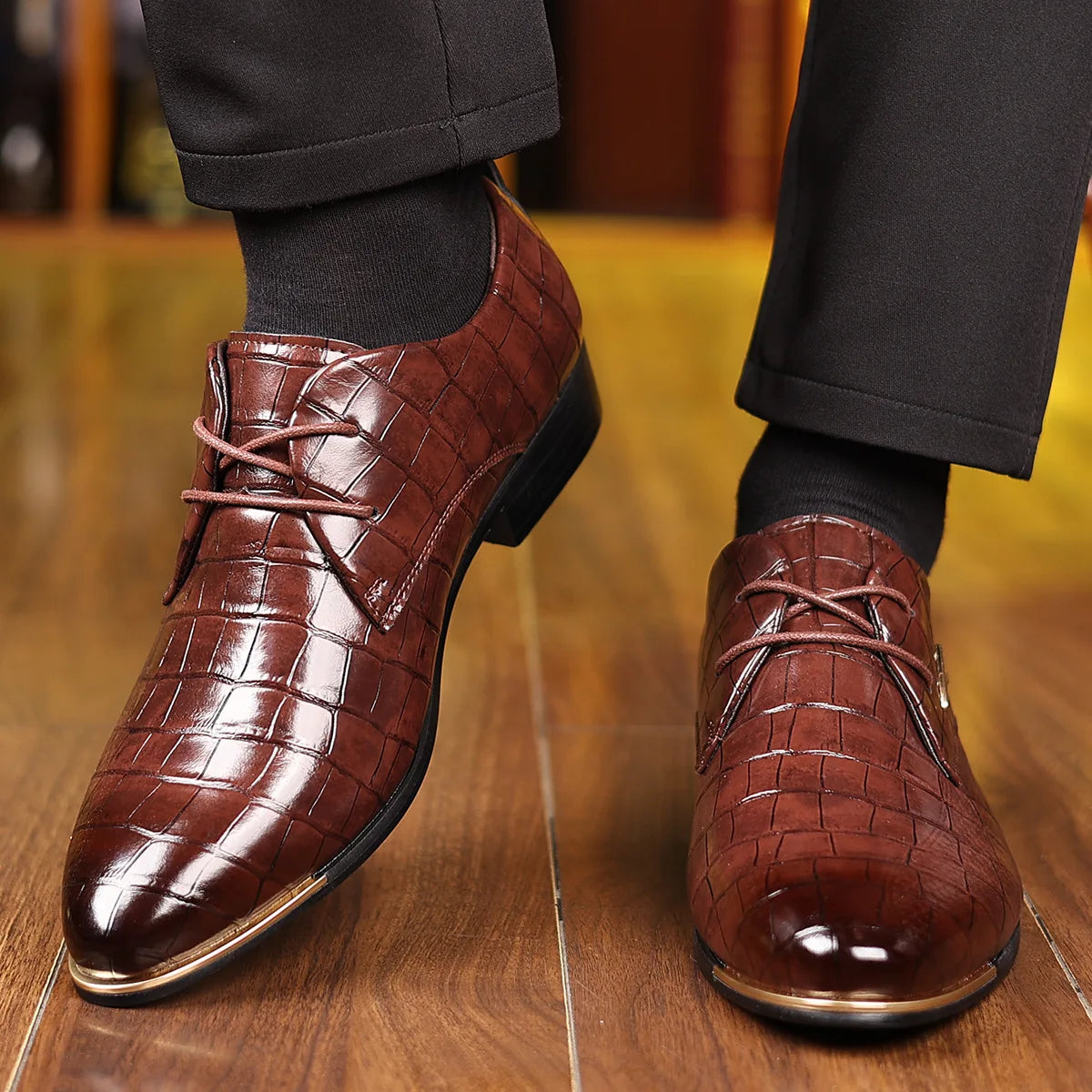 Soft Leather Shoes Men's Office Pointed Toe Men Business Formal Shoes Fashion Wedding Dress Shoes for Man Patchwork Party Shoe