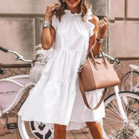 Dress Summer 2023 Women Elegant Ruffled Party Dress Beach Holiday Sundress Bohemian Robe Vintage Dress for Women  Office Lady