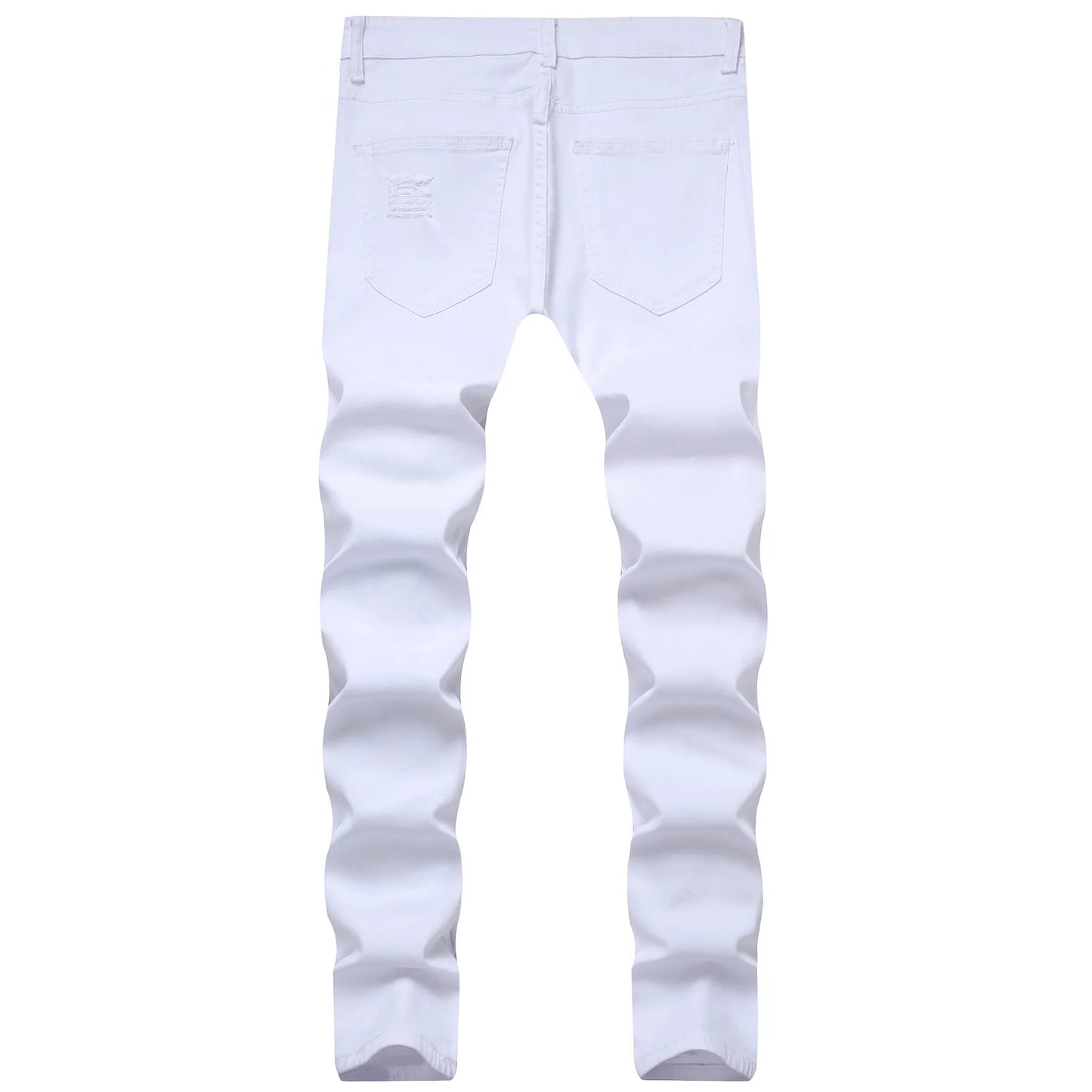 Punk Street Style Ripped Skinny Jeans Men Vintage Wash Solid Denim Trouser Mens Casual Slim Fit Pencil Denim Holes Pants 2024