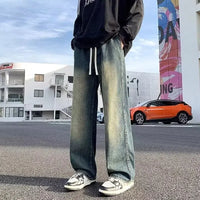 Jeans for men in spring and autumn new styles for teenagers straight tube  loose fit American style high street hanging cas