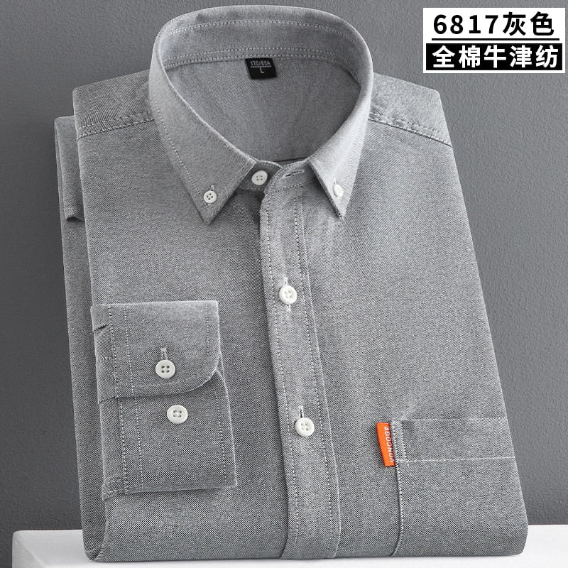 2023 Plus Size S~5XLCasual Solid Men&#39;s Long Sleeve Shirts