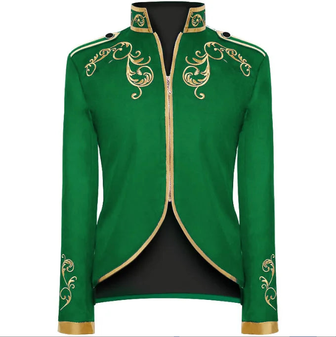 British Style Men Embroidered Flower Suit White / Blue / Red Male Wedding Dance Party Coat Singer Stage Performance Dress Blazer