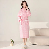 Spring Autumn Cotton Home Bathrobe Sexy Bath Robe Women's Sleepwear Double Deck Gauze Sleepshirts Female Nightgown
