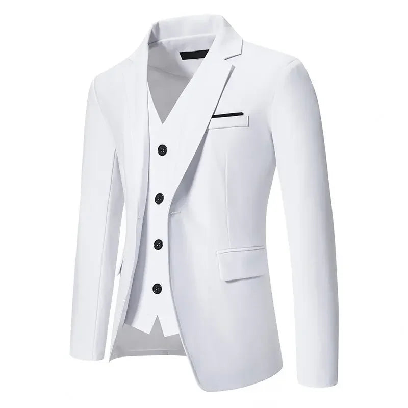 Black Men Fake Two Piece Suit Jacket, Royal Blue Fashion Men's Business Social Blazers,White Wedding Prom Party Dress Coat.