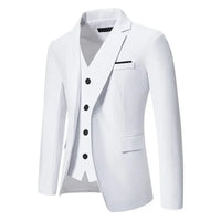 Black Men Fake Two Piece Suit Jacket, Royal Blue Fashion Men's Business Social Blazers,White Wedding Prom Party Dress Coat.