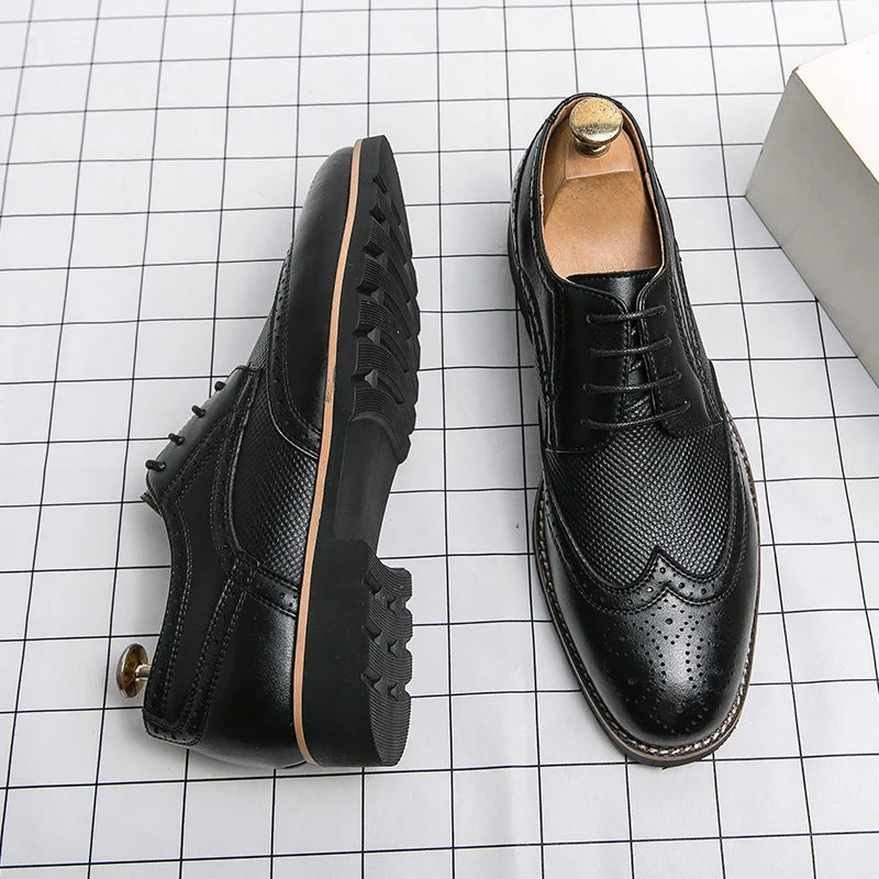 Handmade Oxford Shoes for Men Wingtip Leather Brogue Men's Dress Shoes Classic Business Formal Shoes Male Calfskin Leather Shoe