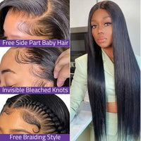220 Density Bone Straight Human Hair Frontal Wig 13x6 Hd Transparent Lace Front Wigs For Women 13x4 Pre Plucked Brazilian Wigs