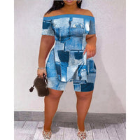 Casual Summer Women Tie Dye Print Off Shoulder Hem Split Top & Shorts Sets Short Sleeve 2 piece Suit Sets Outfits Streetwear