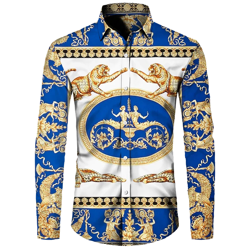 Men's Long Sleeved Button Up Shirt Autumn Comfortable Lapel Shirt Retro Ethnic Style Mens Long Sleeved Trend Street Men Clothing