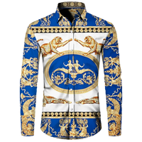 Men's Long Sleeved Button Up Shirt Autumn Comfortable Lapel Shirt Retro Ethnic Style Mens Long Sleeved Trend Street Men Clothing