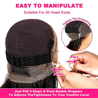 250% 30-36 inch HD Invisi Strap 360 Full Lace Frontal Kinky Curly Wig Black 100% Human Hair Drawstring Snug Water Wig Glueless