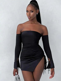 Avrilyaan White Strapless Backless Sexy Dress Women Drawstring Bodycon Summer Dress Vestidos Elegant Night Club Party Dresses