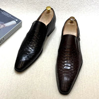 Men's Luxury Italian Leather Oxford Shoes Plaid Print Lace-Up Formal Black/Brown Office Wedding Fashionable New Arrival