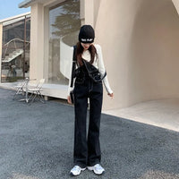 Jeans Bib Pants Women's Crotch Convenient Pants Double-headed Invisible Zipper Large Version Loose Slim Sex Pants Wide Leg Pants