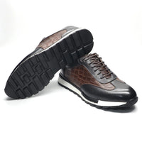 Luxury Business Casual Genuine Natural Cowhide Leather Men's Oxford Sneakers Spring Autumn Crocodile Pattern Anti-slip Footwear