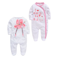 Kavkas 2 Pcs/set Baby Boy Rompers Long Sleeve 100% Cotton Cartoon Print Overalls 0-12 Months Autumn Girls Clothes Infant Costume