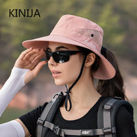 Women Ponytail Fisherman Hat Waterproof Sun Cap Pure Color Outdoor Travel Fishing Climbing Hiking Large Brim Bucket Hat Fashion