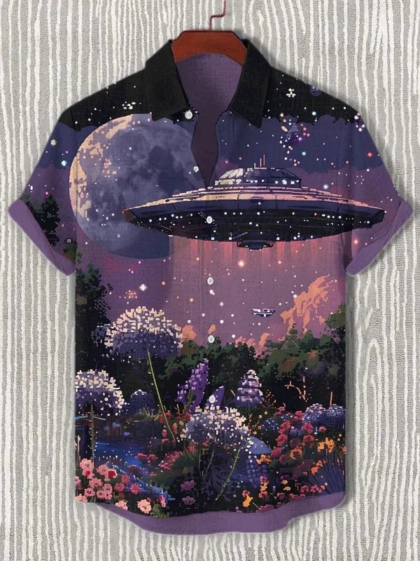 Fashion Men's Hawaiian Graphics Shirt Short Sleeved Button Down Lapel Shirt For Summer Oversized Tops  Casual Shirts For Men