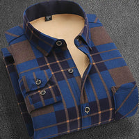 Autumn and Winter Men's Long-sleeved Fleece Shirt Thermal Shirt Plaid Jacket Clothes Men's Clothing Streetwear Men Shirts