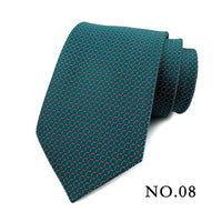 Fashion 8CM Mens Necktie Polka Dot Stripes Paisley Ties For Man Jacquard Woven Ascot Green Color Business Party Accessories
